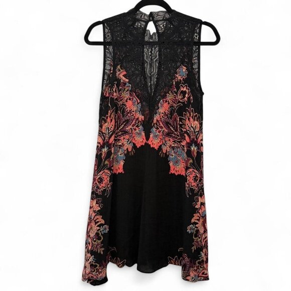 Free People Women's Dress Lace Detail Marsha Printed Slip Black Combo Size XS - Picture 5 of 10